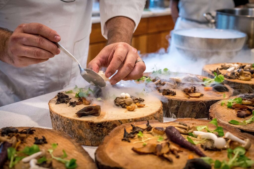 A chef creating his dish