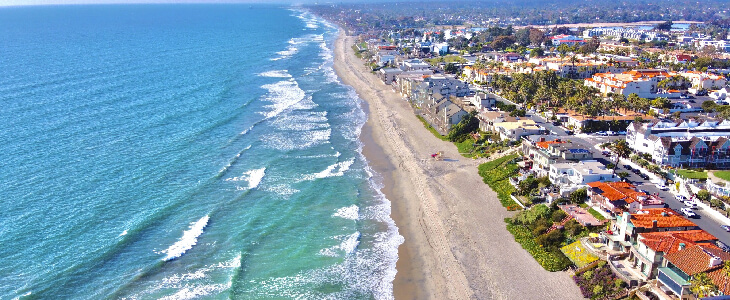 An aerial view of a California coastline