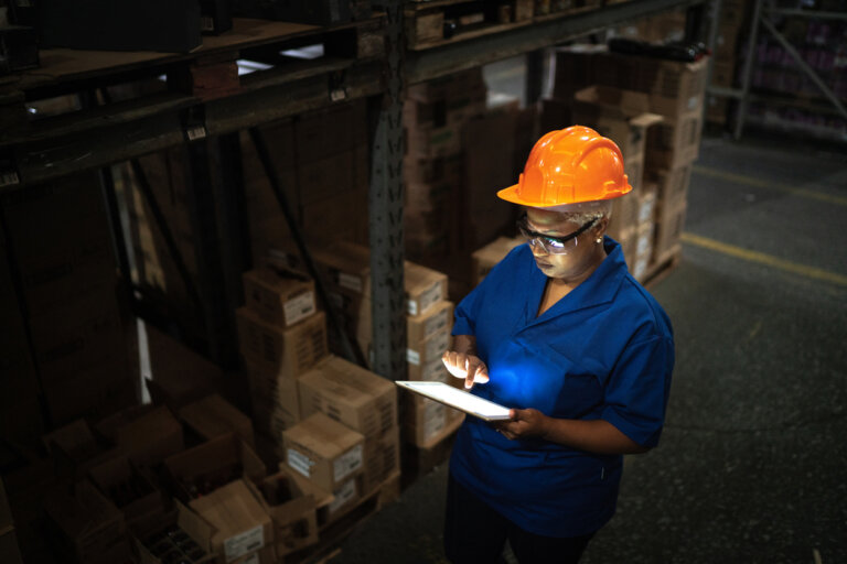 woman working overtime in factory