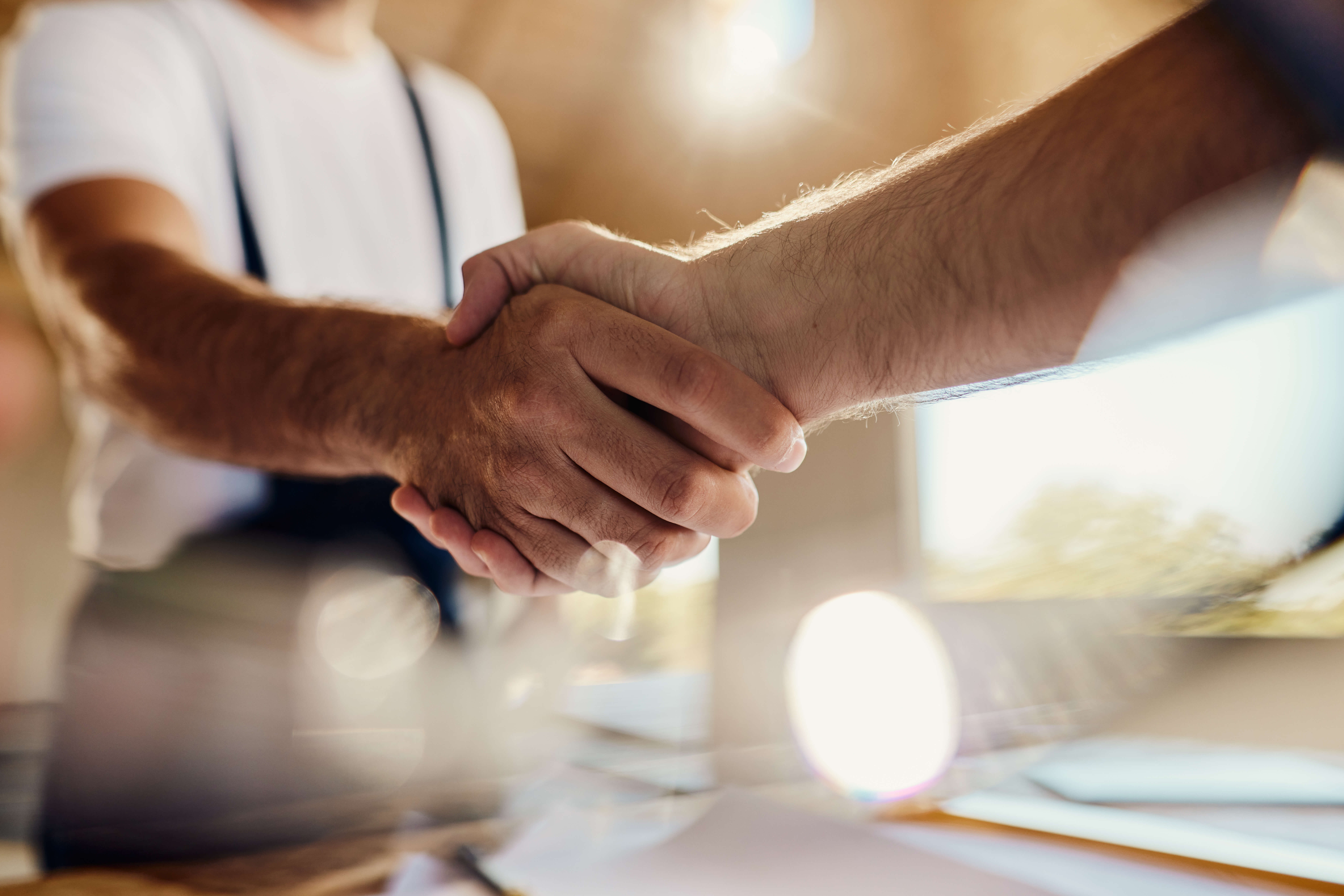 workers shaking hands