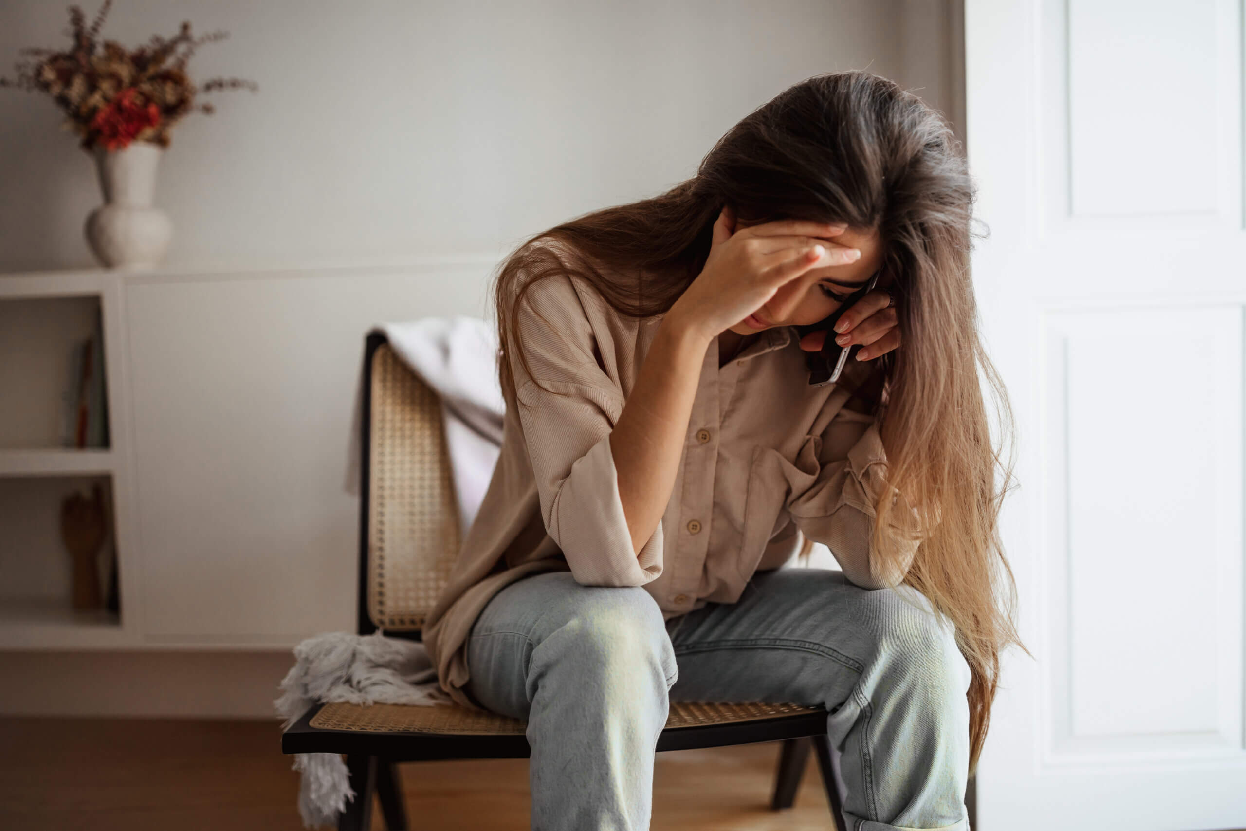 woman on work call
