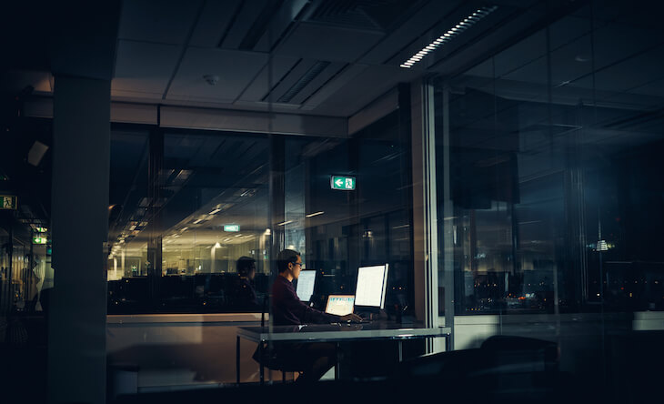 businessman working late at office